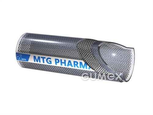 Potravinová hadica pre farmáciu PHARMATECH, 12,7/20,1mm, FDA, 10bar, silikón/silikón, -60°C/+180°C, transparentný